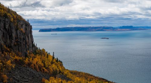 view of the sleeping giant dotted with fall colours